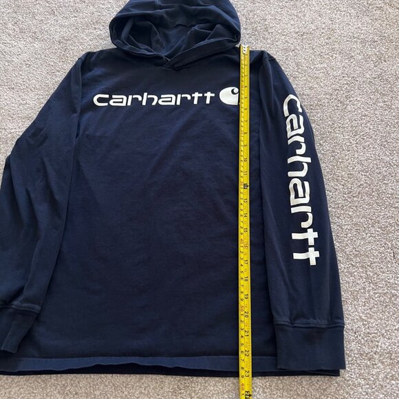 Carhartt Navy Blue Hooded Long Sleeve 100% Cotton L - Picture 5 of 7